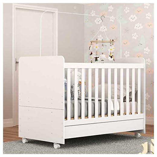 Berço Americano 3 em 1 com Colchão Incluso e Rodízios Bambino Multimóveis Branco