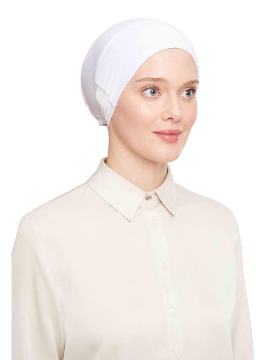 ihvan online, Hijab Cap, Beanie Undercap Scarf, Turban Head Wraps for Women, Hair Wrap, Muslim Under Scarf Hijab Cap, White