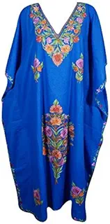 Mogul Interior Womens Kaftan Maxi Dresses Bohemian Embroidered Resort Caftan Dress OneSize