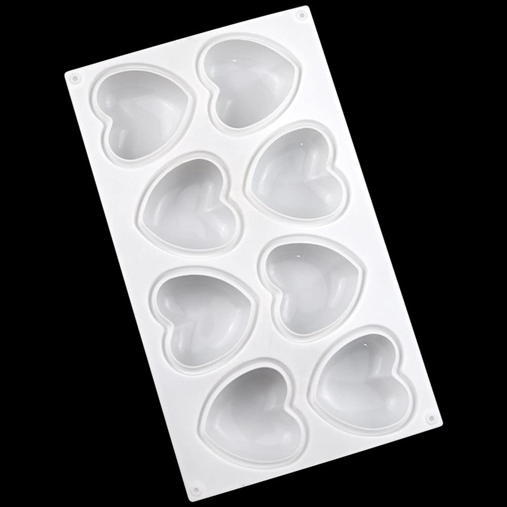 Herzförmige Sandwich-Keks-Silikonform – 6 Mulden, 2 Stück, Weiß, Lebensmittelecht, Für Kekse & Pralinen