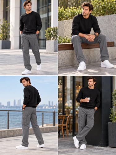 Image of Leriya Fashion Men Cargo Pants | 6 Pocket Cotton Cargo Joggers for Men | Loose Fit Stylish Pant with Pockets | Casual Baggy Trousers & Streetwear Lower (Available in Plus Size)