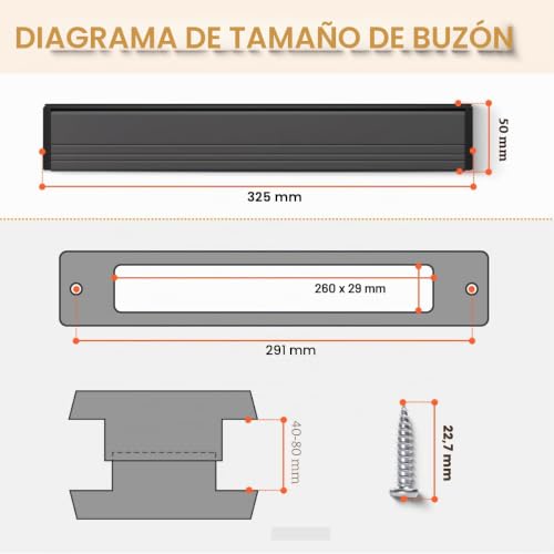 Buzón de puerta de aluminio Bwintech de alta durabilidad para accesos de 40-80mm 3