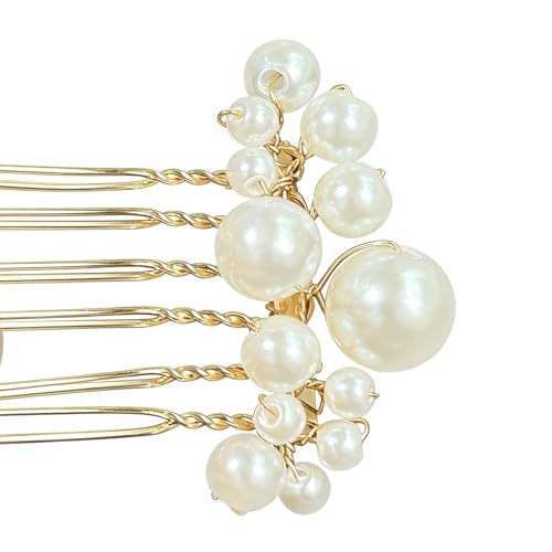 Set de 5 Peines y Alfileres de Perlas para Novias miniatura 7
