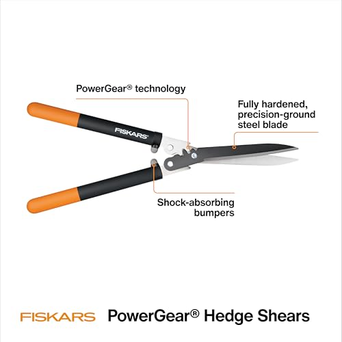 Image of Fiskars PowerGear Hedge Shears - 23 inch Stainless Steel Blades - Plant Cutting Scissors with Sharp Precision-Ground Steel Blade