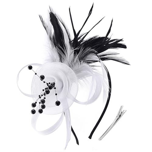 Image of DRESHOW Fascinators Hats for Women Tea Party Fascinator Hats Vintage 50s Headwear Cocktail Wedding Church Derby Hat