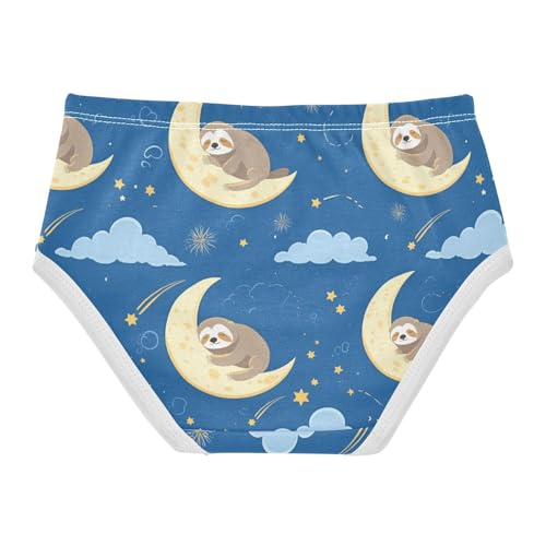 Wusikd Sloth Sleeping Girls' Underwear Cotton Moon Blue Girls Briefs Soft Toddler Underwear 2T2