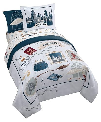 Image of Harry Potter Full Comforter Set 7 Piece Soft Hogwarts Bedding, Grey