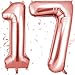 OFFCUP Zahlen Luftballon 17 Geburtstag Roségold, Folienballon Zahl 17, 40 Zoll Helium Ballons Riesen 101cm Geburtstag Mädchen Junge PartyDeko Ballon Zahl Deko zum Jubiläum Neujahr Hochzeit