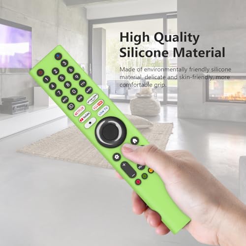 Image of Silicone Remote Cover for Xiaomi Mi TV 2025 Model Remote, Black, Diamond Textured, Precision Button Holes (LUMINIOUS Green, XIAOMI TV 2025)