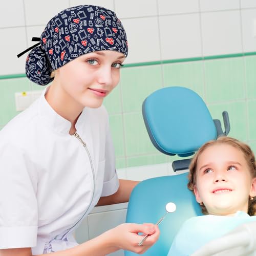 Image of Honoson 6 Pcs Scrub Caps Women with Buttons