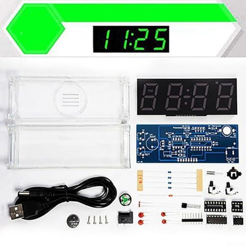 Kit de reloj electrónico de bricolaje con pantalla de temperatura, alarma y personalización de color (verde)