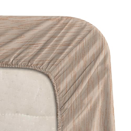 Image of Stoa Paris 350TC Luxture Cotton King Fitted Bedding Set with 2 Pillow Covers, All-Around Elastic Fitted Bedsheet 183cm x 198cm + 30cm Drop, All Season Comfort, Breathable, Panache 2.0 - Beige