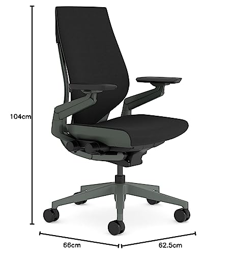Image of Steelcase Gesture Ergonomic Height Adjustable Office Chair with Adjustable Lumbar Support and Armrests, Comfortable Upholstery in Black Fabric
