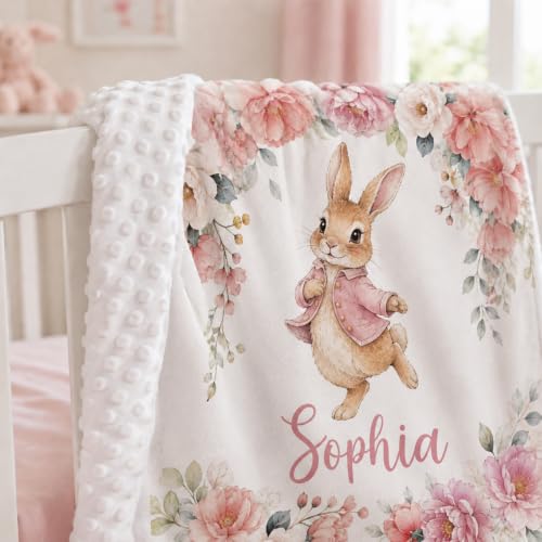 Image of Personalized Baby Blanket for Girls, Custom Nursery Blanket with Name, 30 x 40 Inch Soft Minky Blanket for Baby Toddlers, Newborn Print 10