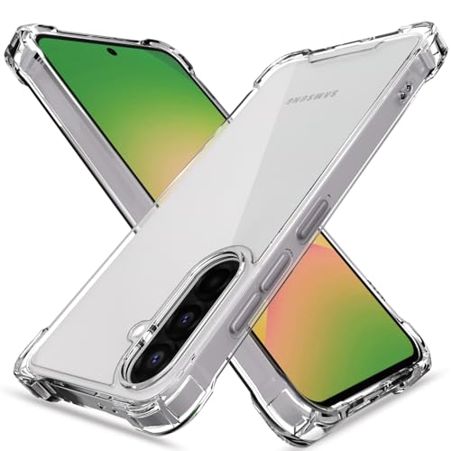 Image of Amazon Basics Back Cover for Samsung Galaxy A55 5G PC + TPU Clear Transparent Raised Edges Shockproof Protective Phone Bumper Case(Transparent)