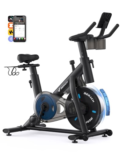 Image of MERACH Exercise Bike, Magnetic Friction Stationary Bike for Home with APP