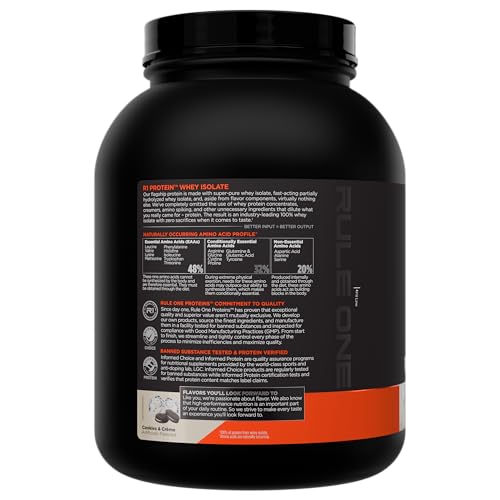 Image of Rule 1 Proteins R1 Protein Whey Protein, Cookies & Creme, 45 Servings | 25g of Protein from Whey Isolates and Hydrolysate isolates for Workout Recovery and anytime use
