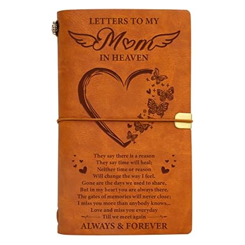 Vetbuosa Letter to Mom in Heaven Leather Journal,Christmas in Heaven,Memorial Gifts for Loss of Mom,Bereavement Remembrance Funeral Condolence Gifts for Loss of Mother,Sympathy Gifts Cover