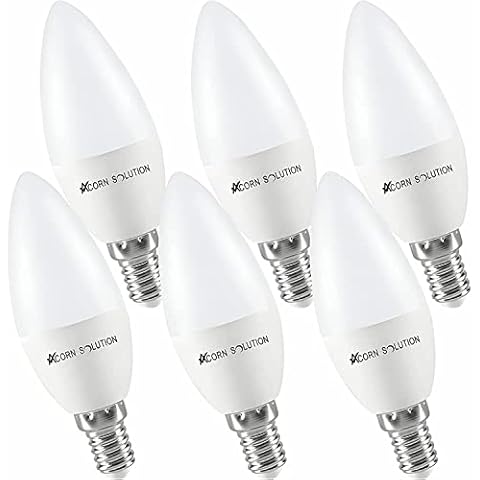 AcornSolution E14 LED Candle Energy Saving Light Bulbs, 6W Small Edison Screw Candle Light Bulbs , 3000K Warm White , 510 Lumen, Dimmable, Pack of 6 Cover