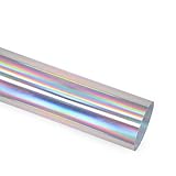 MAYPLUSS Heat Transfer Vinyl Sheets - Colorful Laser Holographic Easy to Weed Iron on HTV for T-Shirts, Craft Garment Heat Press - 10 x 12 Inches, 5 Sheets - Rainbow Silver