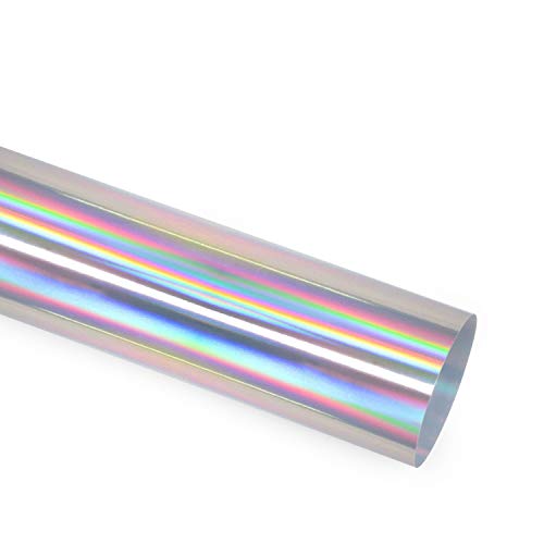 MAYPLUSS Heat Transfer Vinyl Sheets - Colorful Laser Holographic Easy to Weed Iron on HTV for T-Shirts, Craft Garment Heat Press - 10 x 12 Inches, 5 Sheets - Rainbow Silver