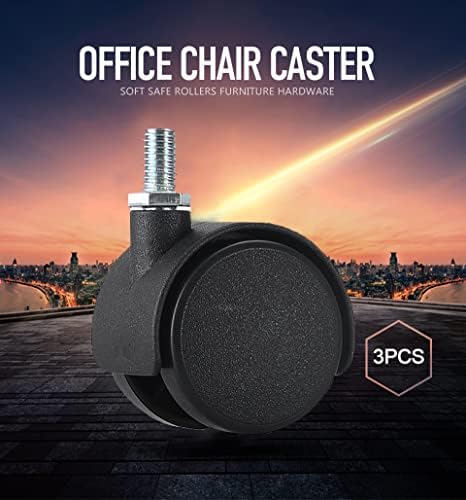 Office Chair Roller Castor Wheels,Saim Threaded Stem Caster Wheel - 8mm Screw Stem 1.5" Dia Wheel Plastic Swivel Brake Caster, Black, 4 Pcs