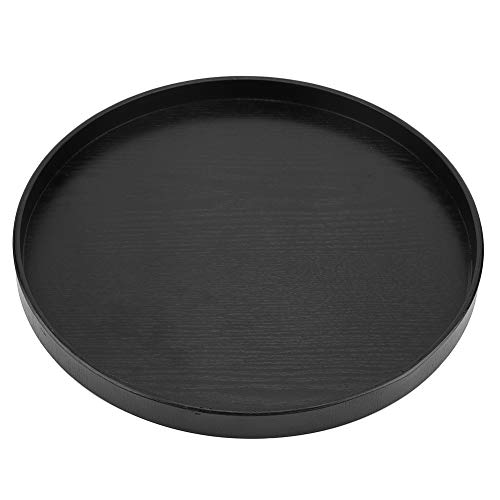 Plateau de service rond en bois pour collation thé et repas avec rebords - 2