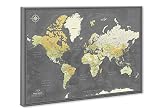 World Map With Push Pins on Canvas | Premium Push Pin World Map | Travel Map With Pins World Persona