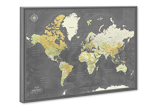 World Map With Push Pins On Canvas | Premium Push Pin World Map | Travel Map With Pins World Personalized | 24 X 32 #TOP13