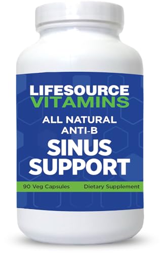 LifeSource Vitamins All Natural Anti-B Sinus Support – 14 All Natural Ingredients - 90 Capsules - Proprietary Formula