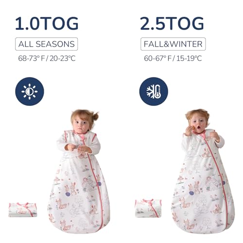 Image of Baby Sleep Sack 6-12 Months, 1.0 TOG Toddler Sleep Sack Thermostatic, Super Soft Cotton Baby Wearable Blanket for Boys Girls, Baby Sleeping Bag with 2-Way Zipper for All Season