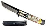 Falcon Spring Assisted Open Pocket Folding Knife with Japanese Culture Art Design Handle for...