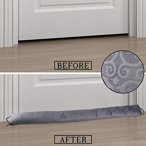 fowong Heavy Door Draft Stopper, 38 Inch Soundproof Under Door Sealer Energy Efficient Front Door Insulation Door Draft Guard Weatherproof Strip (Grey)