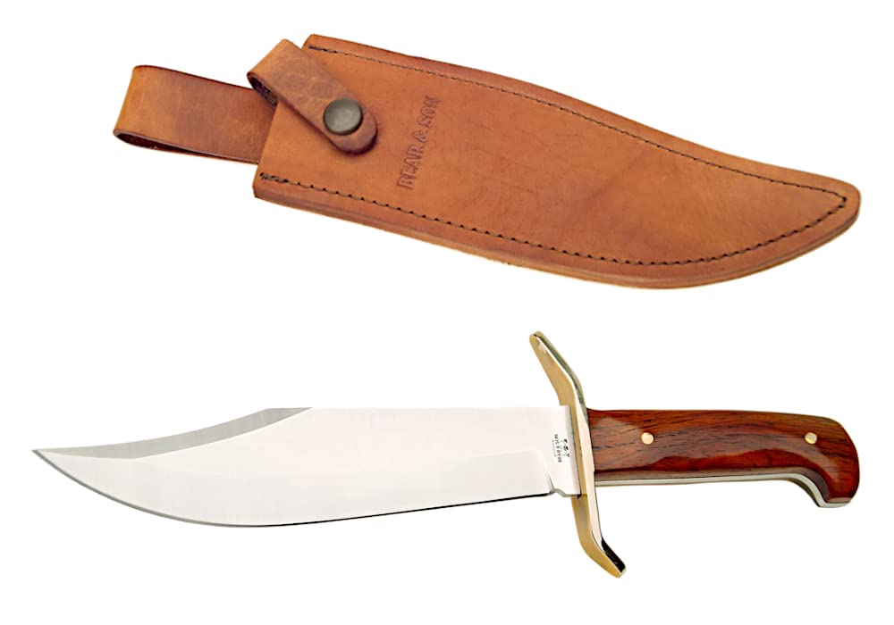 Bear & Son CB00 3/4 12" Cocobola Gold Rush Bowie with Leather Sheath