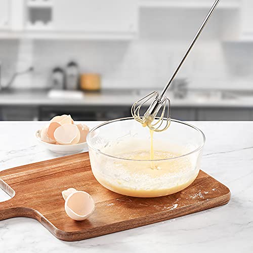 2 Fruste Per Le Uova, Frusta a Spinta Manuale Semiautomatica In Acciaio Inossidabile Multifunzionale, Frusta Per Il Latte, Frusta Rotante Per Utensili Da Cucina (12 Pollici + 10 Pollici) - immagine 5