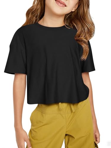 Yousify Girls Athletic T Shirts Kids Summer Crewneck Short Sleeve Fashion Crop Tops Tees 5-14 Years - Main Image