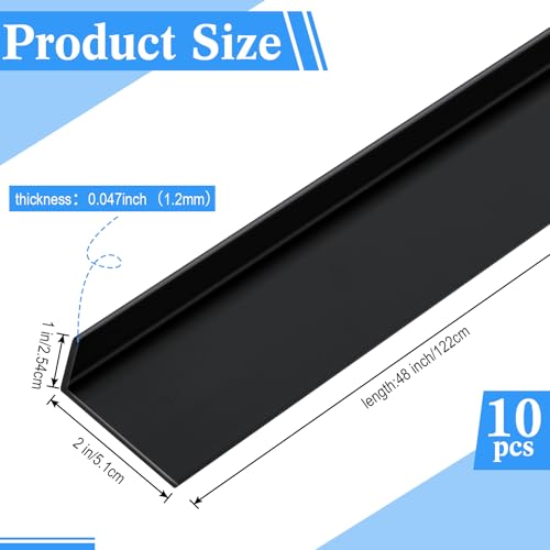 Image of Sasylvia 10 Pcs 2 x 1 x 48 Inches Wall Corner Protector Guards, Avoid Scratching Scuffs, Black Vinyl Corner Trim Molding, Easy Install & Cleaning for Door Countertop Furniture Cabinet Protection