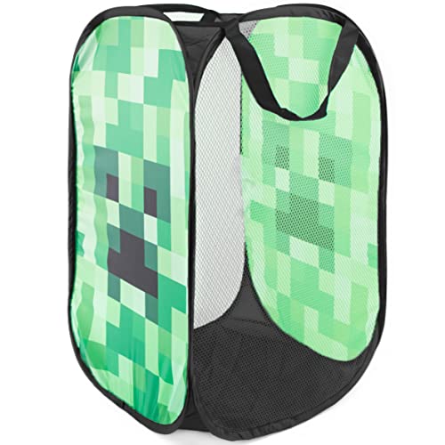 Jay Franco Minecraft Creeper 80L Pop-Up Laundry Basket - Hamper for Clothes or Toys, Green - Minecraft, 14.17 x 14.17 x 22.83 inches - Image 2