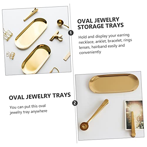 Uonlytech 2Pcs Storage Tray Desktop Decor Bathtub Decor Ring Storage Organizer Bathroom Tray Snacks Platter Makeup Container Oval Jewelry Trays Stainless Steel Jewelry Trays Brooch Steel #TOP1