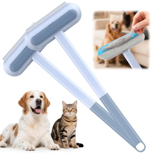 2 Pack Pet Hair Removal Tool, 2025 New 4 in 1 Dog Cat Hair Remover for Furniture, Reusable Pet Hairs Remover Brush with Extendable Handle, Multifunctional Fur Cleaner for Couch Carpets Bedding Clothes