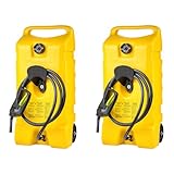 Scepter Flo N Go Duramax 14 Gallon Portable Diesel Gas Fuel Tank Container Caddy with LE Fluid Transfer Siphon Pump and 10 Foot Hose, 2 Pack, Yellow