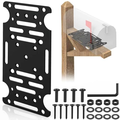 Mailbox Mounting Bracket Heavy-Duty Plate for Post Mount Mailboxes Compatible with Mail Boss Architectural MAILBOXES Gibraltar hykolity ShoppingOnBed adoorn (Black)