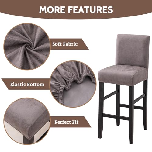 Image of FUANGUI Bar Stool Covers Set of 4, Stretch Bar Stool Seat Covers | Washable Removable Bar Chair Covers with Backs Slipcovers, Bar Chair Covers Square for Kitchen Dining Room Cafe