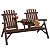 Outsunny 2-Seat Wooden Adirondack Chair, Patio Bench with Table, Outdoor Loveseat Fire Pit Chair for Porch, Backyard, Deck, Carbonized