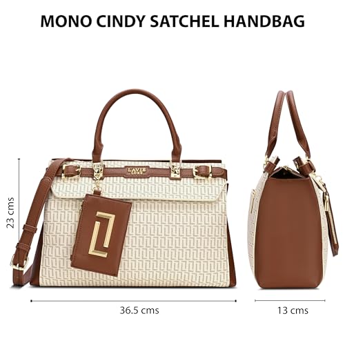 Image of Lavie Luxe Women's Monogram Cindy Horizontal Satchel Bag | Satchel Handbag For Work | Ladies Purse | Stylish Shoulder Bag | Gift For Women