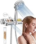 Filtered Shower Head Combo, 2-in-1 High Pressure Shower Heads with Massage and 10 Modes Hand Held Showerhead, Upgrade for Hard Water (Chrome)