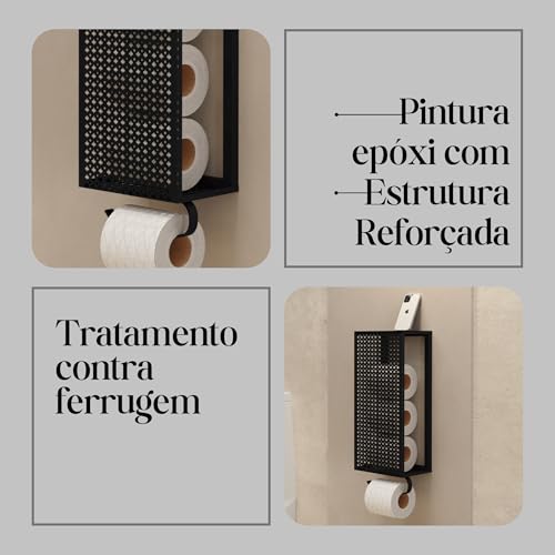 Porta Papel Higiênico de Parede com Fita Dupla Face