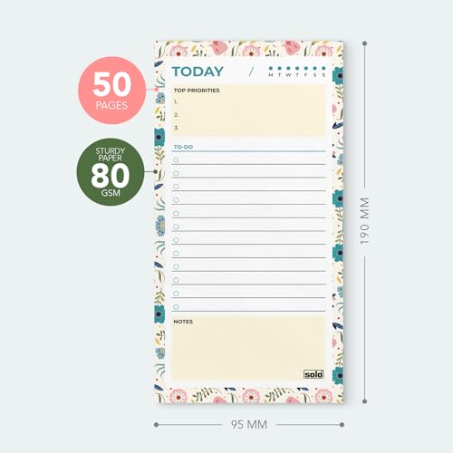 Image of SOLO B6 Floral Design Daily Planner with 50 Tear-Off Sheets, 80 GSM Planner to Track & Schedule Your Day, Manage To-Do List, Goals & Budget Tracker, Ideal for Office, Home & School (Pack of 2)