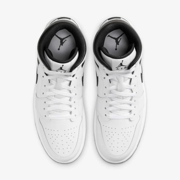 Nike Air Jordan 1 Mid White Sneakers for Men White/White/Black/Black - Image 4