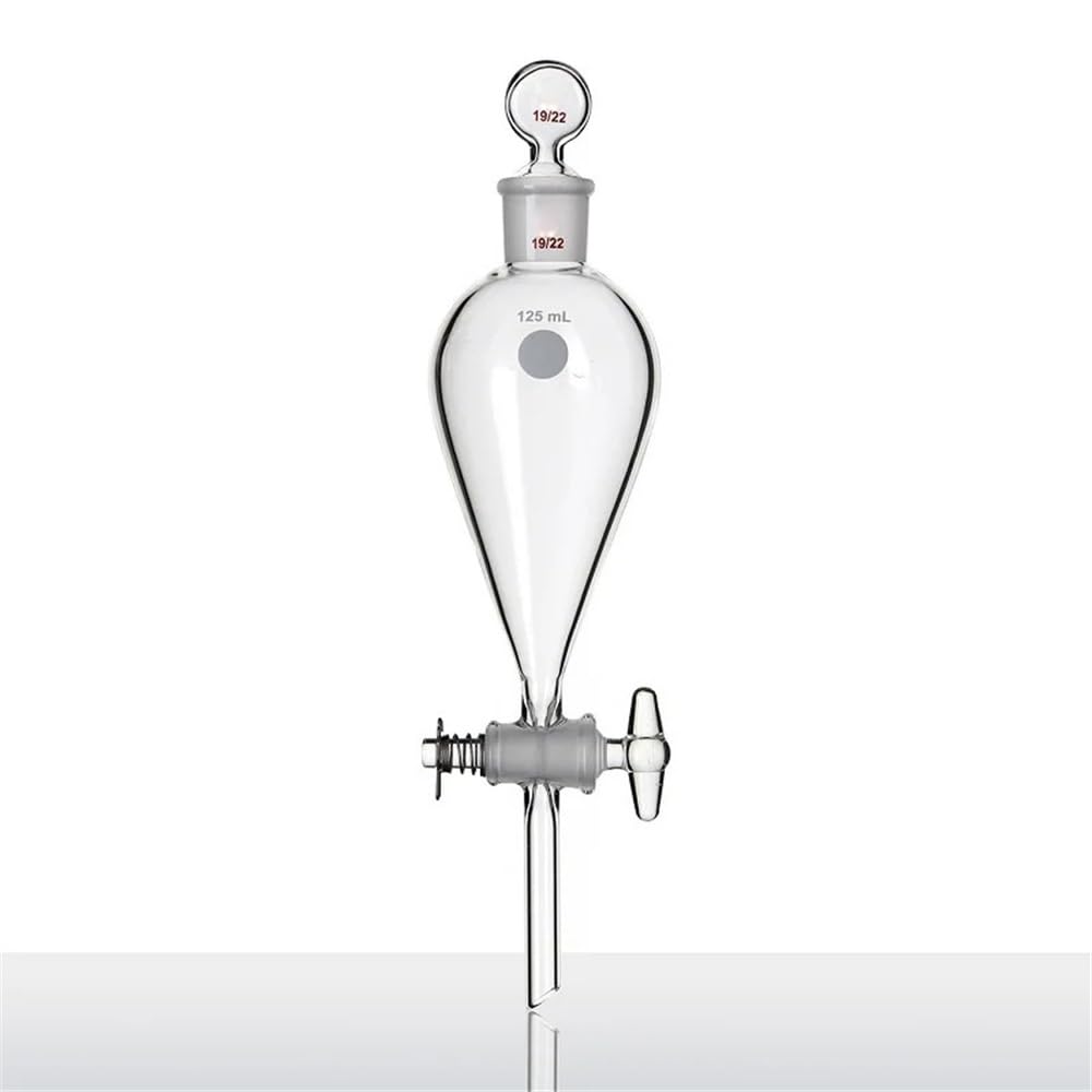 Sprzęt i wyposażenie laboratoryjne, rozdzielacz 30 ml – 125 ml, górny szlif, dolna zatyczka, górna zatyczka, otwór na zawór szklany 2 mm, F78 (60 ml – F781960)